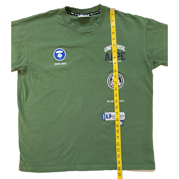 Aape Shirt Mens Large Green Universe Apes Planet Earth Graphic Tee Patch Logos - Picture 8 of 8